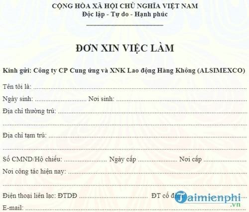 don xin viec lam tiep vien hang khong vietnam airlines