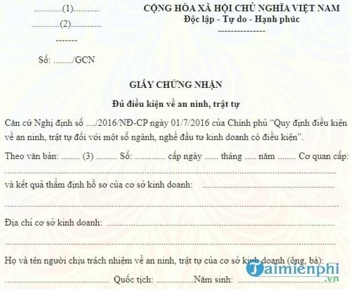 Giấy Chứng Nhận Đủ Điều Kiện An Ninh Trật Tự, Giấy Xác Nhận Doanh Nghi