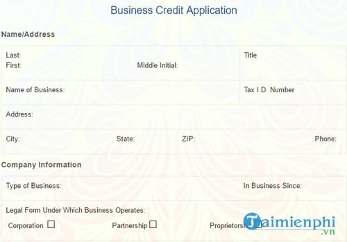 mau don xin cap tin dung business credit application