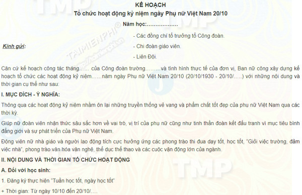 ke hoach to chuc ngay 20 10