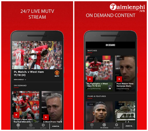MUTV cho Android, iPhone, xem thông tin về đội bóng Manchester United