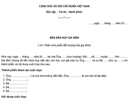 download bien ban hop gia dinh phan chia dat