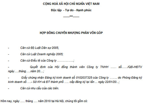 download mau hop dong chuyen nhuong phan von gop