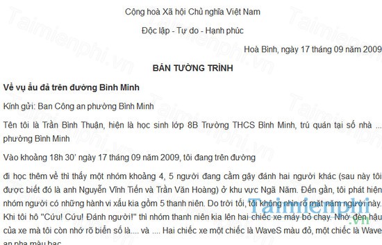 download ban tuong trinh su viec danh nhau