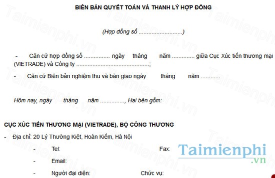 download bien ban quyet toan va thanh ly hop dong