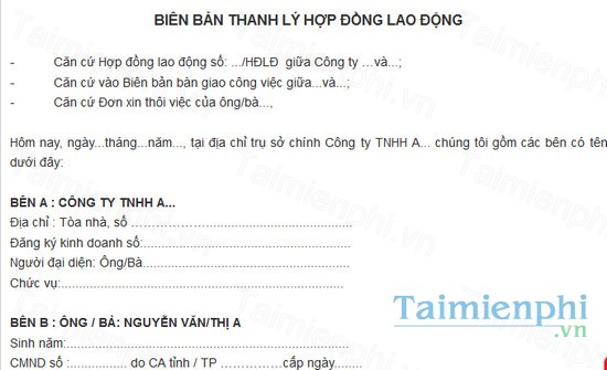 download mau bien ban thanh ly hop dong lam viec