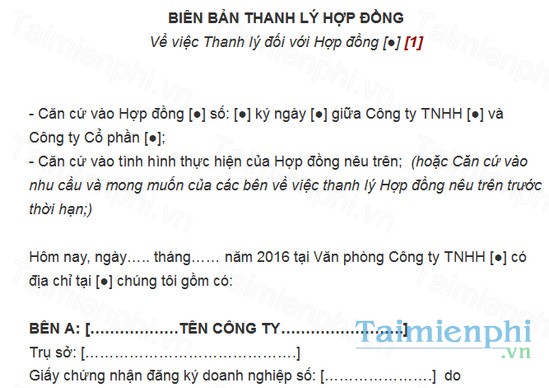 download mau bien ban thanh ly hop dong truoc thoi han