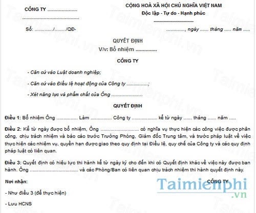 download mau quyet dinh bo nhiem chuc vu