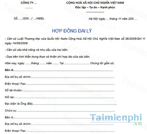 download mau hop dong dai ly