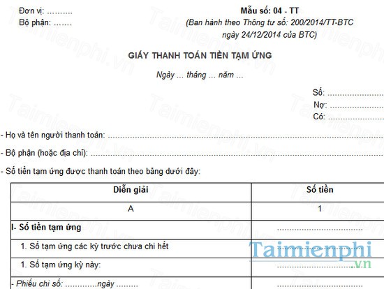 download giay de nghi thanh toan tam ung