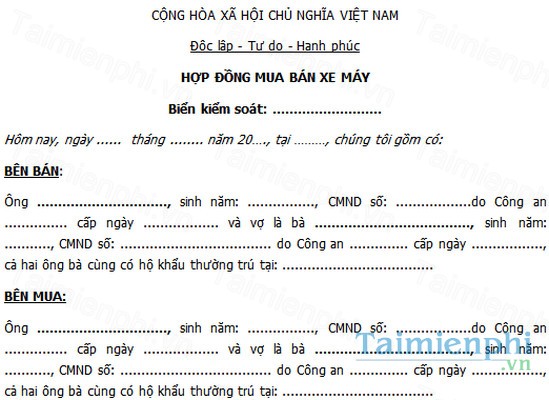 Download Hợp Đồng Mua Bán Xe Máy (Mẫu Hợp Đồng Mua Bán Xe) - Mẫu Hợp Đ
