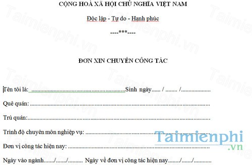 download don xin chuyen cong tac cua cong an