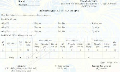 Biên bản kiểm kê tài sản cố định