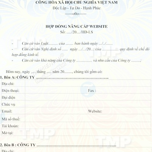 Mẫu hợp đồng nâng cấp Website