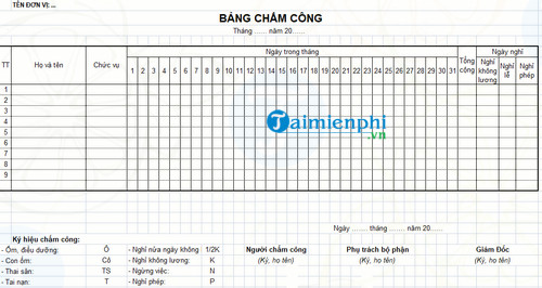 bang cham cong ngay
