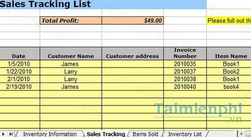 sales and inventory management spreadsheet